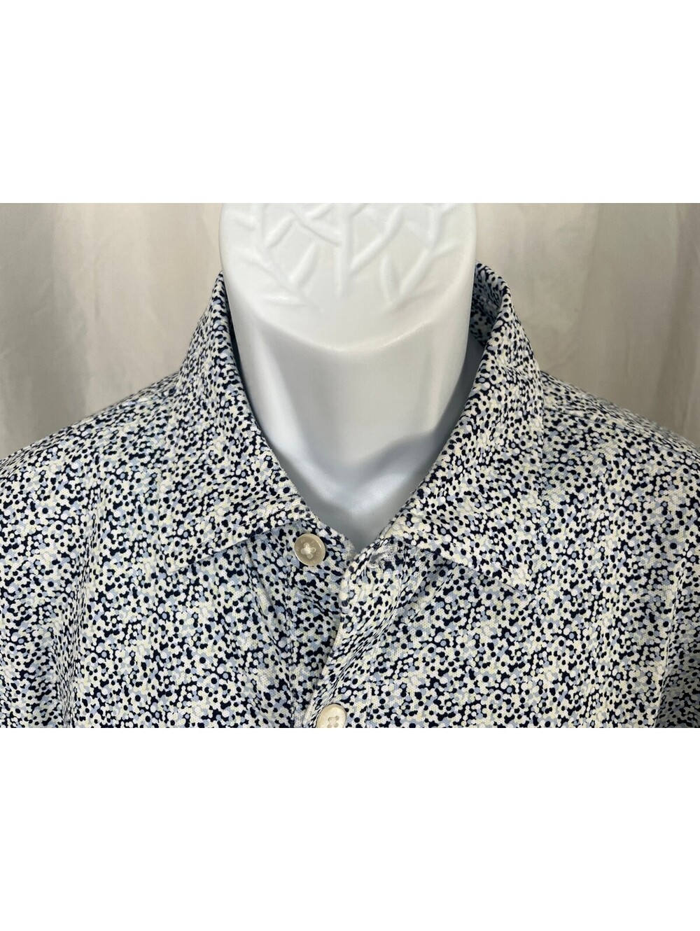 FootJoy FJ Men's White Blue Yellow Unique Print Golf Polo Shirt Large L - Picture 3 of 7